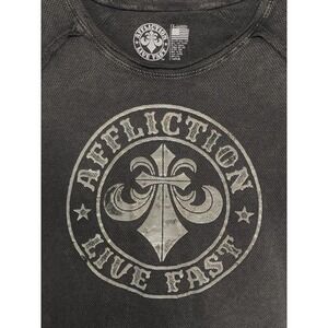 Affliction Shirt Men's‎ XL Black Gray Thermal Live Fast Waffle Knit Ribbed Tee